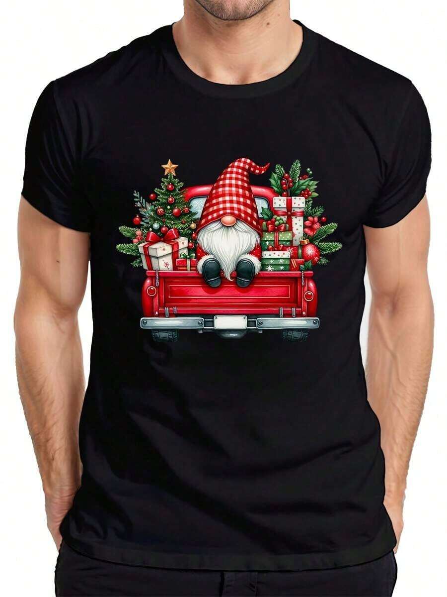 Christmas Tree String Lights - Christmas Gift T-Shirt For Men - Black-2 - View 1
