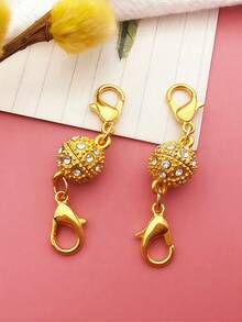 2件套珠宝制作扣环和挂钩。白色K色球形合金磁力扣，可用于制作手链、项链等装饰链环。磁力项链扣，项链，钥匙扣配件，珠宝制作用品，手链制作套件，包饰，磁力项链扣， - 彩色 - 查看 11