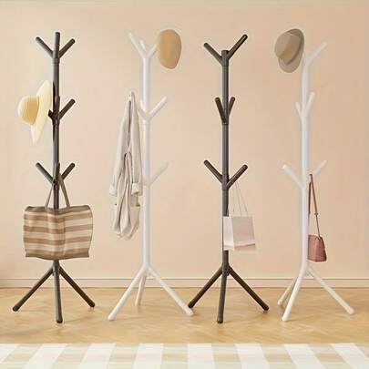 6/9 件简约壁挂式衣帽架，树枝风格独立式衣帽架，易于使用的独立衣架 - 高稳定性便携式储物架，可调节高度，塑料材质，优雅实用的分支设计，适用于卧室衣物收纳，适用于家庭、宿舍、卧室和门厅收纳 | 现代风格。适用于悬挂衣服、帽子和包包，客厅、卧室、家庭办公室