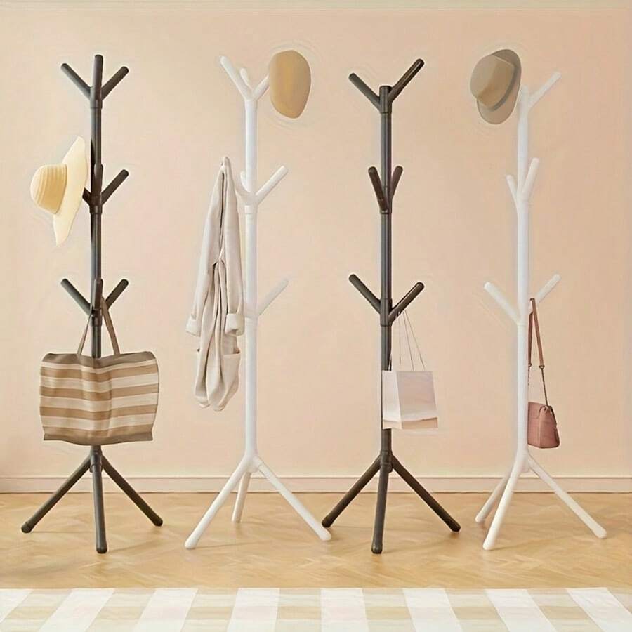 6/9 Pcs Minimalist Wall-Mounted Coat Rack, Tree Branch Style Freestanding Clothes And Hat Rack, Easy-To-Use Independent Hanger - High Stability Portable Storage Rack, Adjustable Height, Plastic Material, Elegant And Practical Branching Design, Suitable For Bedroom Clothing Storage, Suitable For Home, Dorm, Bedroom And Foyer Storage | Modern Style. Suitable For Hanging Clothes, Hats And Bags, Living Room, Bedroom, Home Office