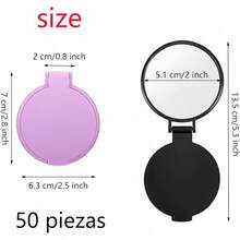 WADY Espejos Compactos, 50 Piezas Espejo de Bolsillo, Espejo de Maquillaje Plegable, Espejo Redondo de Bolsillo, Espejo de Mano Espejo Cosmético, Espejo Plegable Redondo Compacto (Rosa) - Negro - Ver 4
