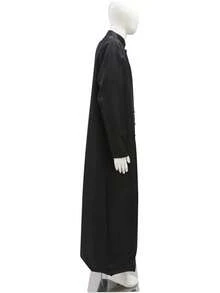Men's Cassock Robe Church Robe Choir Minister Clergy Pulpit Liturgical 5 Colorshalloween - 黑色 - 查看 8