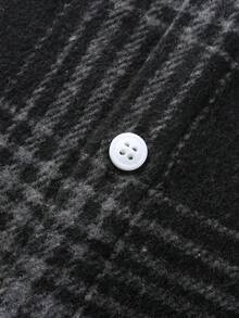 男士厚格子法兰绒长袖衬衫，商务休闲，灰色 - 灰色 - 查看 5