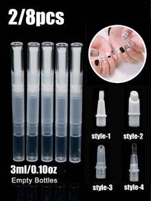 Bút xoắn rỗng 3ML có đầu cọ & bút xoắn trong suốt, bút sơn móng tay rỗng có đầu cọ, hộp đựng son bóng mỹ phẩm, ống bôi dung dịch dưỡng mi, được trang bị 4 đầu cọ khác nhau để lựa chọn, đáp ứng nhiều nhu cầu khác nhau của bạn. - Nhiều màu - Xem 1