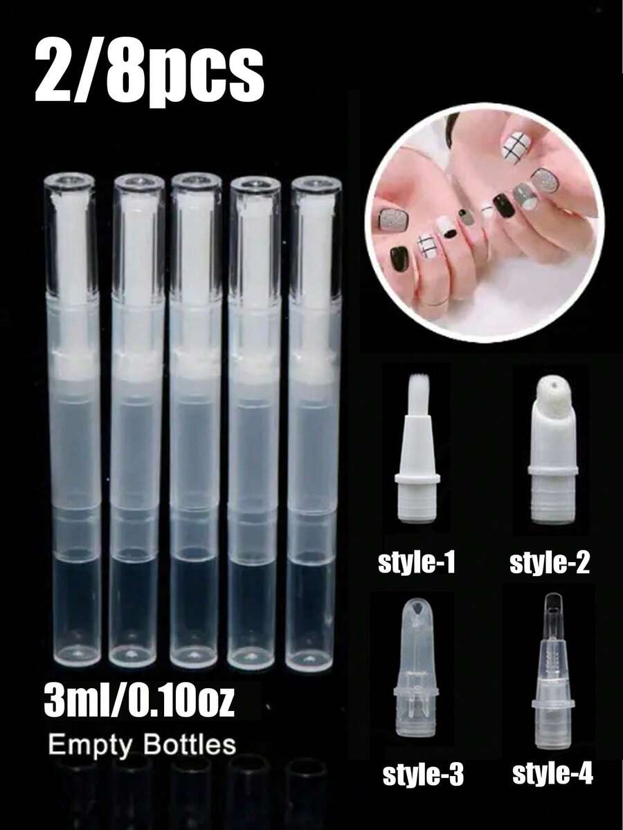 Bút xoắn rỗng 3ML có đầu cọ & bút xoắn trong suốt, bút sơn móng tay rỗng có đầu cọ, hộp đựng son bóng mỹ phẩm, ống bôi dung dịch dưỡng mi, được trang bị 4 đầu cọ khác nhau để lựa chọn, đáp ứng nhiều nhu cầu khác nhau của bạn. - Nhiều màu - Xem 1