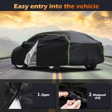 VEKENSEE Cubierta de Coche Impermeable, 530x200x150CM Funda para Coche Exterior Coberturas Completas con Tira Reflectante Cubre Coche Protector de Sol - 1 - Ver 1
