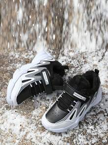 Teenagers' Low-Top Sports Shoes, Winter New Padded Chunky Sneakers, Warm & Comfortable Lining, Fashion Versatile Casual Sneakers, Adjustable Hook And Loop Easy On/Off - Multicolor - View 3