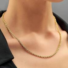 JEWELRY 24k Gold Plated 3mm Gold Rope Chain Men & Women Cut Gold Chain Necklace Women & Necklace Men 14 To 36 Inch - 金子 - 查看 11