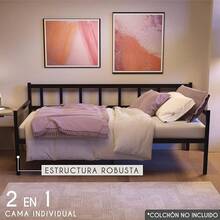Cama Divan con Altura de 35 - Camas Individuales 90x190 - Somier Sofa con Base par Colchón 90x190 - Divan Cama de Metal Negro