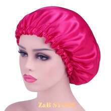 Touca de Cetim  Antifrizz Cor Pink – Kit com 06 Unidades Para Cabelos Cacheados, Crespos ou Alisados – REVENDA - ATACADO - Pink - Visão 3