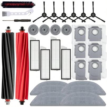 Replacement Parts For S8 MaxV Ultra/G20S Robot Vacuum Cleaner, Accessories Include Detachable Brush Head/Main Brush/Roller Brush, Side Brush, HEPA Filter, Mop Pad, And Dust Bag.