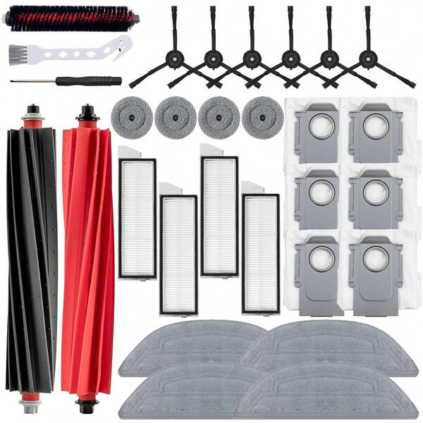 Replacement Parts For S8 MaxV Ultra/G20S Robot Vacuum Cleaner, Accessories Include Detachable Brush Head/Main Brush/Roller Brush, Side Brush, HEPA Filter, Mop Pad, And Dust Bag.