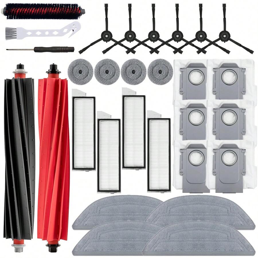 Replacement Parts For S8 MaxV Ultra/G20S Robot Vacuum Cleaner, Accessories Include Detachable Brush Head/Main Brush/Roller Brush, Side Brush, HEPA Filter, Mop Pad, And Dust Bag. - Roborock - View 1