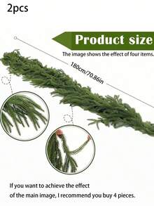 180 cm / 1,8 m, künstlicher Weihnachts-Pinienkranz, Kunststoff-Pinenadel-grüne Pflanzranke, geeignet für Winterdekoration, Weihnachten, Feiertags-Weihnachtsdekoration, Kamin-Dekoration, Veranda-Geländer Heim-Dekoration Weihnachts-Norfolk-Pinie-Girlande, realistische Zeder-Girlande künstliche Pinie-Zypresse-Ranken - Grün - Übersicht 9