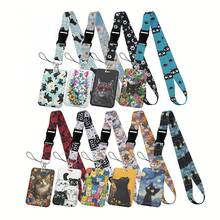 CX Lovely Kitten Manga Card Holder Badge Holder ID Card Lanyards Cell Phone Rope Key Lanyard Neck Straps Keychain Cats01 Christmas Gift