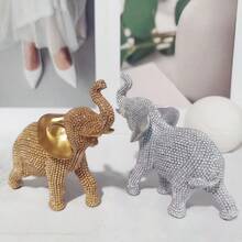 树脂大象装饰雕像，采用珠子和亮片精心制作，非常适合架子、客厅、橱柜装饰、桌面大象装饰 - 點珠象 - 查看 6