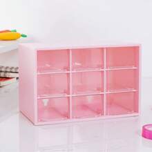 1 9-Panel Desktop Drawer Storage Box, Made Of ABS Plastic Material, Transparent Multi-Compartment Jewelry And Cosmetics Storage Box, Suitable For Office Supplies, Cosmetics, Jewelry, Earrings, Room Decoration, School Dormitory Decoration