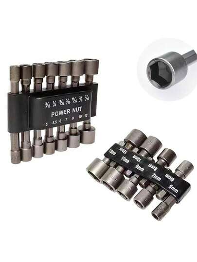 9/14 件套冲击起子套筒套装，带强磁、加长套筒适配器、电动螺母起子、1/4 英寸（6.35 毫米）六角柄，适用于电钻和冲击扳手，适合 DIY 和专业用途