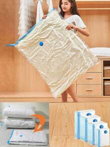 20个/1个真空压缩袋，可折叠真空收纳袋，旅行压缩袋，适用于衣物、行李打包、宿舍收纳、旅行139号服装袋，防水收纳袋，衣物整理袋，衣物收纳袋，衣物打包袋，旅行必备，旅行收纳袋 - 白色 - 查看 5