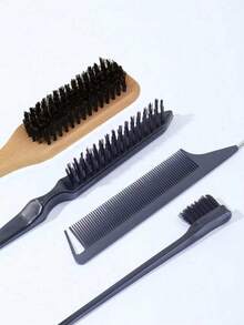 1pc Slick Back Hair Brush, Soft Bristles For Laying Down Hair Edges And For A Glossy Finish On All Hair Types, Smoothing Frizz&Restore Shine And Texture Comb - Multicolor - View 6