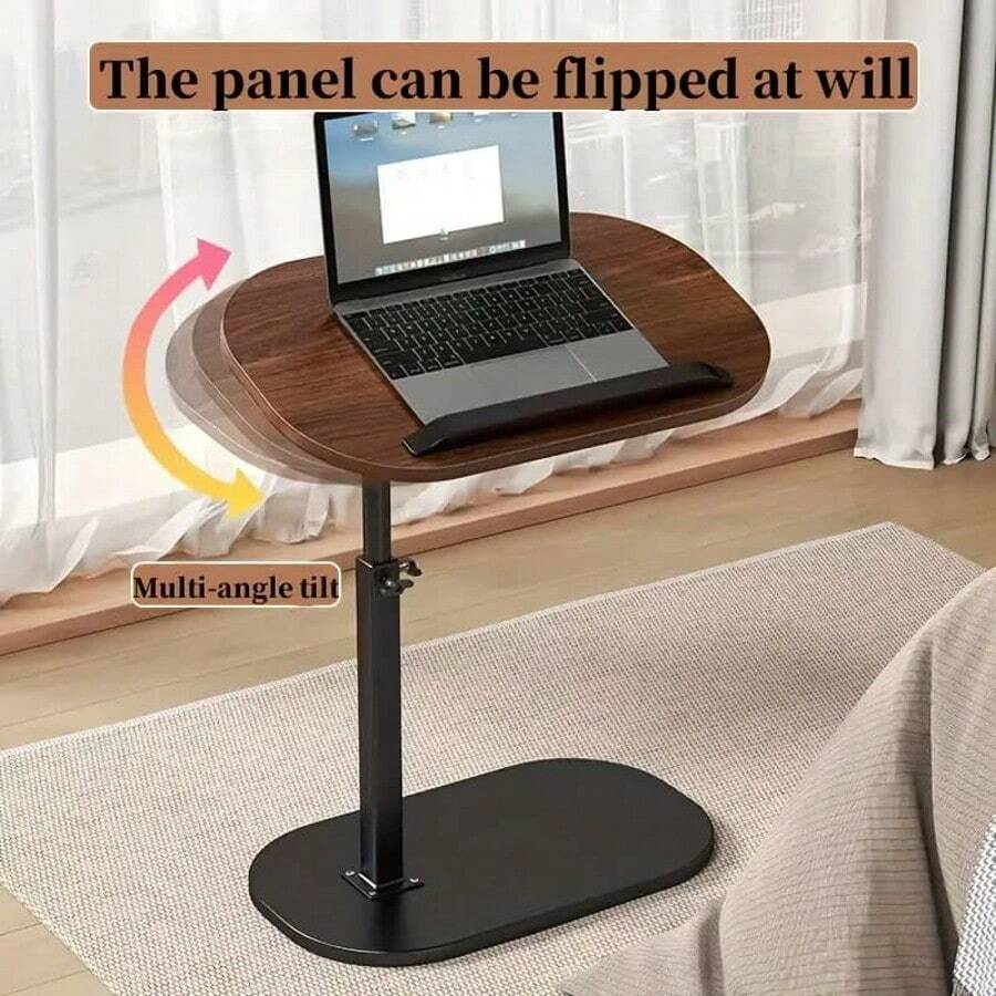 1pc Portable Adjustable Side Table/Laptop Table, 360° Rotation, Suitable For Home Office, Study, Sofa And Bedside Use, Stylish Design Workstation, Remote Worker, Mother'S Day, Christmas Gift - 深棕色(升級加固) - 查看 1