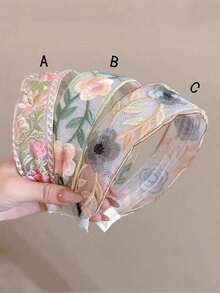 3件/1件装女士优雅百搭刺绣花朵发箍，适合日常、通勤、上学、工作、海滩、派对、节日礼物、波西米亚风、美容、发带、发箍、女士发饰 - 彩色 - 查看 3