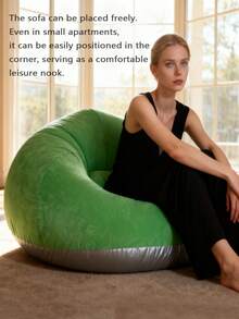 1pc Inflatable Bean Bag Chair - Portable Foldable Single Seater Slouchy Sofa, With Plush Wool, No Assembly Required, Mixed Color For Indoor/Outdoor Use, Camping And Home Relaxation, Inflatable Furniture, Indoor Relaxation, Modern Decor, Durable Plastic, Inflatable Camping Sofa, Inflatable Chair, Inflatable Bed, Air Sofa, Inflatable Armchair/Cinema Chair, Room Compressed Foam Armchair, Soft Armchair, Living Room Armchair, Living Room Sofa, Slouchy Sofa, Sofa, Bean Bag - Multicolor - View 12