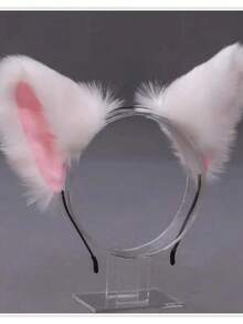 1 pieza de nueva diadema con orejas de gato para mujer, accesorio de pelo lindo y esponjoso, diadema, cintillo, tocado, diadema con orejas de gato, accesorio de disfraz de Halloween, pasador de orejas de animal de Navidad, estilo lolita, disponible en múltiples colores - Negro - Ver 6