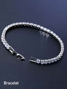 1pc Men's Simple And Versatile Diamond Necklace - Multicolor - View 11