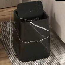 2025 New Marble Trash Can, Household Use For Living Room, Bathroom, Kitchen, Bedroom, Flip Cover Toilet Paper Holder, Hotel & Homestay, Luxury High Capacity Waste Bin - Multicolor - View 8