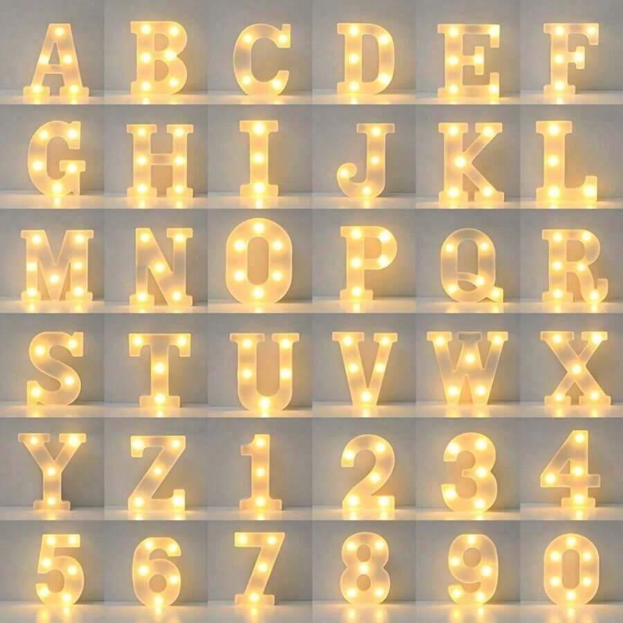 LED Letter Lights, Battery Powered Alphabet Lamps For Bedroom, Birthday Party, Wedding, Home Christmas Decor, Dining Table Decoration, Halloween Gift Hanging Decor