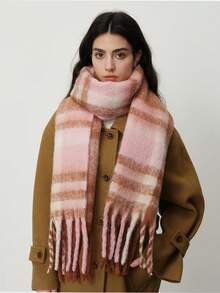 1 szt. damski, kolorowy, pasiasty, elegancki, uniwersalny szalik/ocieplacz na szyję z poliestru, wygodny i przyjazny dla skóry, do noszenia w pomieszczeniach i na zewnątrz, jesień/zima