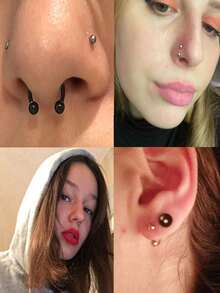 5pcs Stainless Steel Cute Septum Nose Hoop Rings Cartilage Horseshoe Earrings For Women Men Belly Lip Body Piercing Jewelry