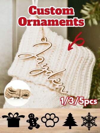 1/3/5pcs, Personalized Christmas Stocking Tags, Christmas Gift Tag, Knit Stocking, Present Tags, Name Ornament Tags, Customized Wooden Labels, Custom Wood Name,Wooden Name Tags,Custom Stocking Tags,Christmas Ornaments,Christmas Decor,Personalized Tags,Wood Name Tags,Christmas Stocking,Name Cutouts,Christmas Sock Tags