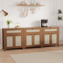 Sideboard Buffet Cabinet With Storage,Rattan Storage Cabinet With Doors Drawer,Farmhouse Buffet Table,Console Coffee Bar Cabinet,Wood Cupboard For Kitchen Hallway Entryway Living Room - marrón oscuro - Ver 8