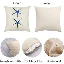 Juego de 4 Cojines Decorativos Sala, Fundas para Cojines de Sala de 45x45cm, Fundas para Cojines con Cierre de Cremallera Oculto, Algodón de Lino, para Cama () - Azul - Ver 6