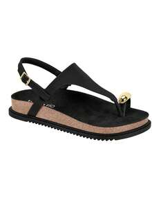 Beira Rio Women's Suede Toe Flatform Sandal, Low Platform, Comfortable, Original - Black - View 2