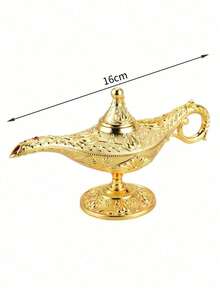 Vintage Magic Genie Lamp Costume Accessory Gift For Women Classic Arabian Props Pot Decor (Gold) Light Luxury Gold Pattern Search Banner Magic Lamp, Palace Dinner Decoration Ornament Magic Lamp, Magic Lamp Handicraft Ornament