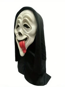 1 Peça Máscara de Fantasma Masculina, Máscara de Filme de Terror, Acessório de Fantasia de Terror Grito de Halloween (Tamanho Único), Preta