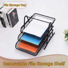 1pc Rose Red Office Metal Mesh Multi-Layer Storage Rack, File Rack, Pull-Out Document Rack, Desktop Organization Rack, Storage Rack