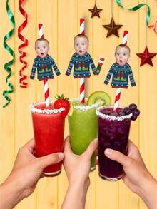 Pajitas personalizadas con foto, pajitas de beber personalizadas, para fiestas, cumpleaños, regalos, para amigos, mejor amiga, pareja, regalo personalizado, idea de pajita con foto personalizada, regalo novedoso y divertido, para ella, él, mejor amigo, cumpleaños, aniversario, regalo único y sorpresa, para suministros de fiesta de amigos, artículo novedoso y divertido - Multicolor - Ver 2