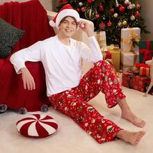 Mens Pajama Pants Soft Flannel Fleece Pajama Bottoms Sleep & Lounge Pants With Pockets And Drawstringhalloween - 聖誕老公公 - 查看 11