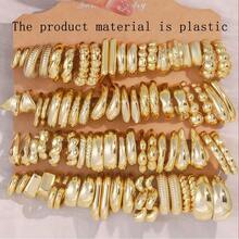1-40 pares Nuevo conjunto de aretes de aro en forma de C chapados en oro UV de resina CCB de estilo minimalista y de moda, aretes de aro chapados en oro para mujer, joyería de hip hop, aretes geométricos, para uso diario, regalo para novia/familia/amigos - Amarillo Oro - Ver 1
