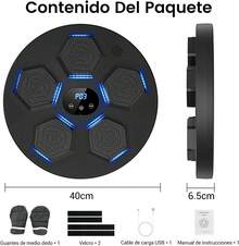 Máquina de Boxeo Músical, Recargable Bluetooth de Equipo de Boxeo Saco de Boxeo, Intelligent Boxing Target, con Pantalla Inteligente, Guante, 18 Modos Y 9 Velocidades, para Niños Y Adultos - 1 - Ver 3