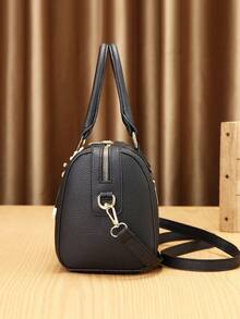 女士印花手提包个性阅读手提包个性套装包单肩斜挎包 - 黑色 - 查看 5