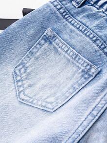 Tween Girl Letter Graphic Print Crew Neck Long Sleeve Top And Denim Pants Set - Grey - View 6