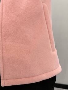 女士户外抓绒外套，立领，修身，加厚，保暖，适合徒步、运动、秋冬季、滑雪 - 粉色 - 查看 9