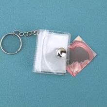 16pcs 1-Inch Glitter White Mini Photo Album Keychain, Minimalist & Elegant Student ID/Card Holder Photo Album - Clear - View 3