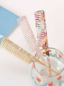 极简主义大理石纹理醋酸纤维长柄尖尾梳，高端豹纹防静电顺发顺发梳，美发套装，美发工具套装，美发工具 - 彩色 - 查看 5