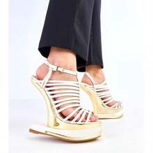 Pink Long Heeled Sandals With Cutouts Eliza - Beige - View 2